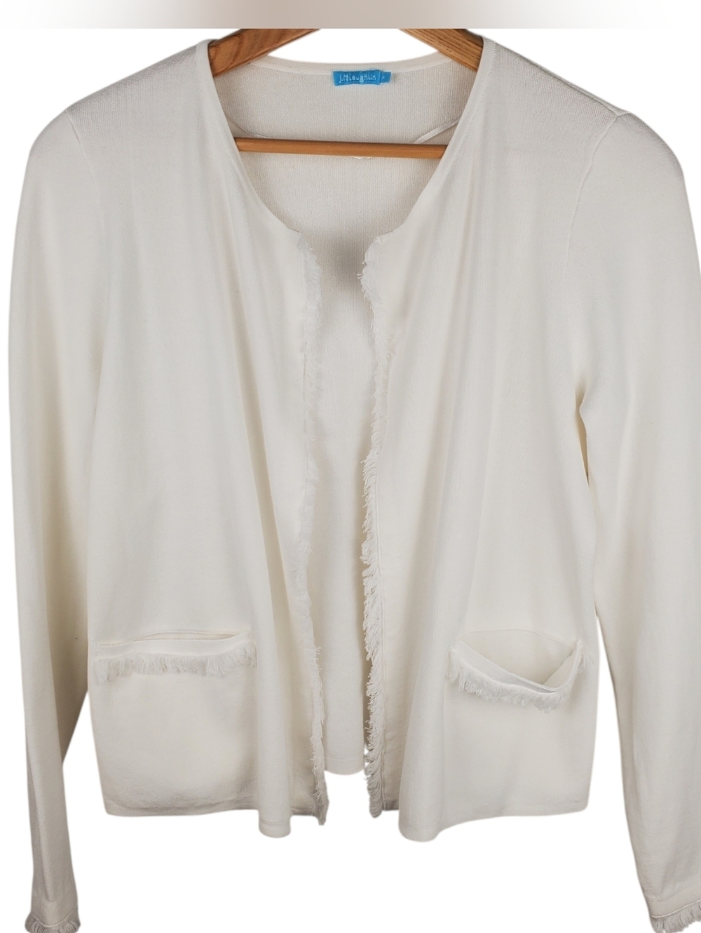 J. McLaughlin White Fringe Knit Cardigan (Size M) . #249